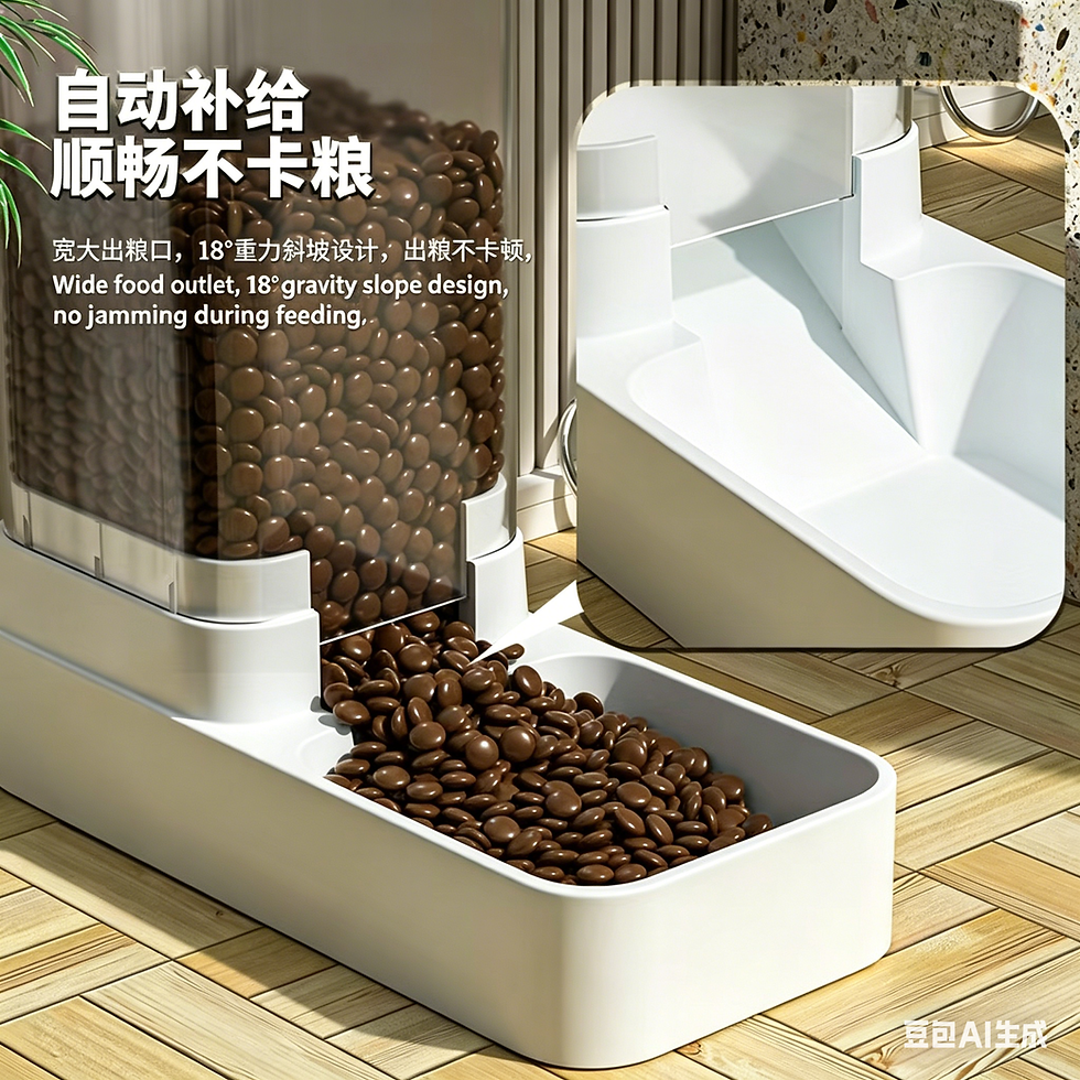 Thumbnail: Pet food dispenser with gravity slope design and wide outlet