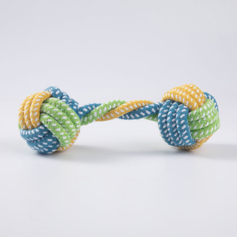 Multicolor interactive cotton rope dog toy with knots