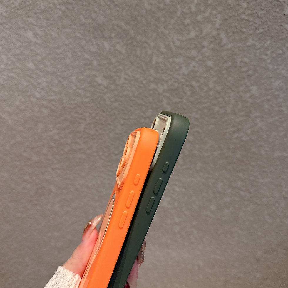 Thumbnail: Side view of orange and green matte MagSafe phone cases.