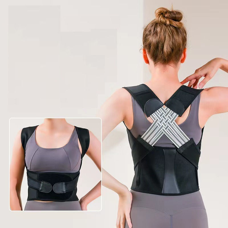 Thumbnail: Woman wearing a black back posture corrector brace