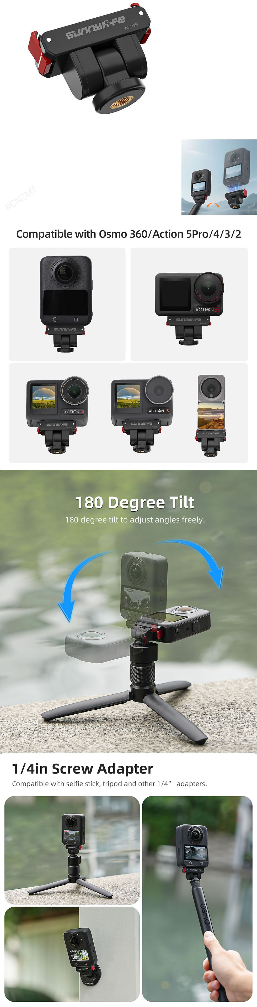 Thumbnail: DJI Osmo action camera with 180 degree tilt magnetic mount