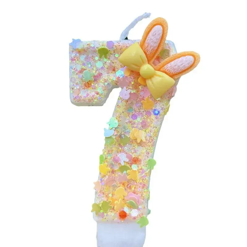 Thumbnail: Glittery number 7 birthday candle with bunny ears