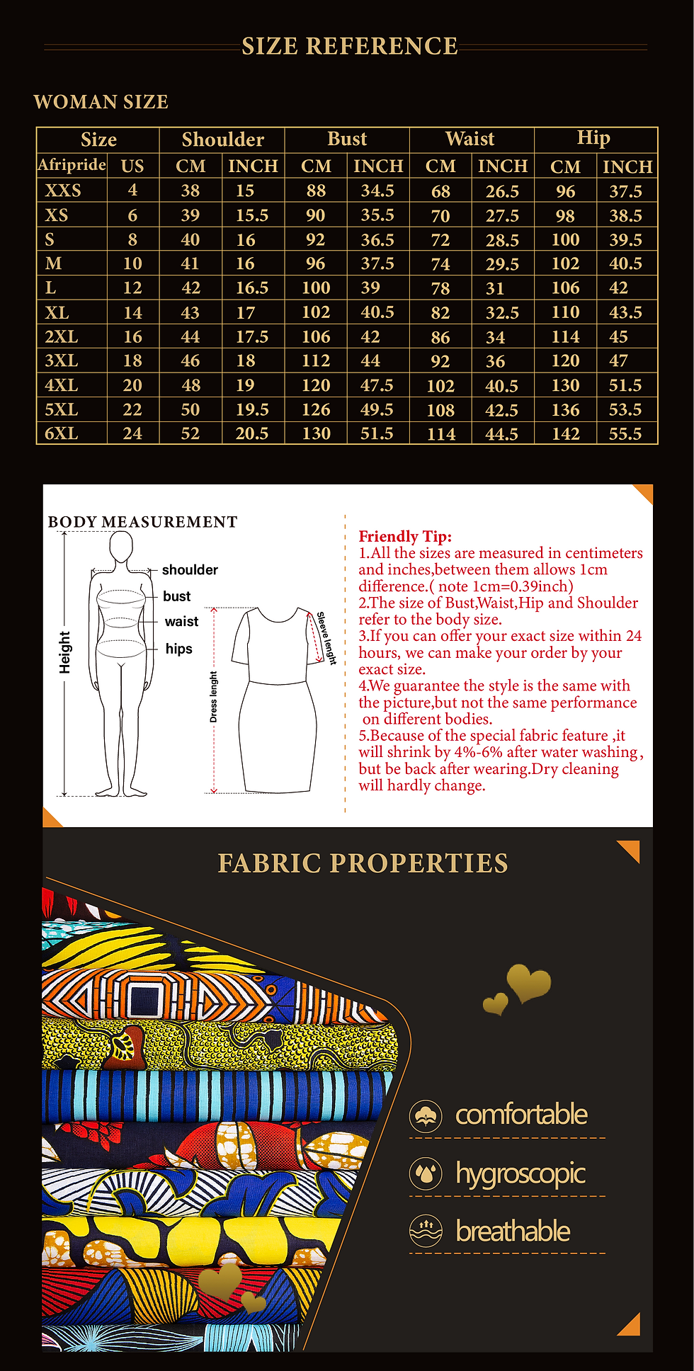 Thumbnail: Size chart and body measurement guide for African dresses