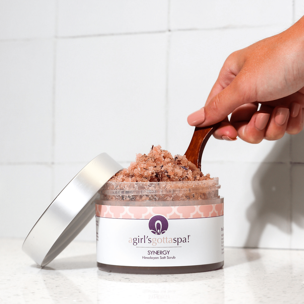 Thumbnail: Hand scooping Girl's Spa products from a jar with a wooden spoon Adine.