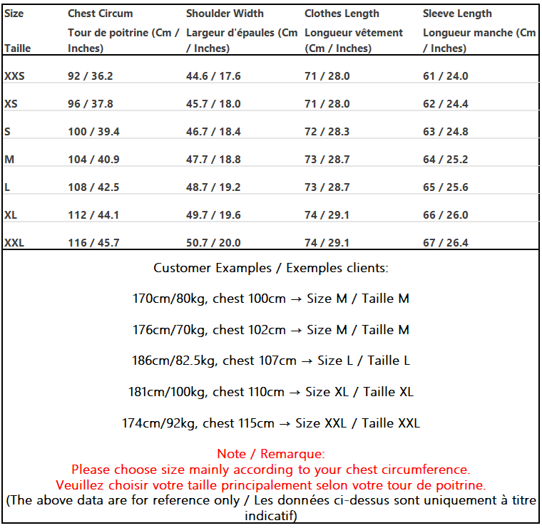 Thumbnail: Size chart for SMTP002 VS Combat Shirt showing measurements and examples