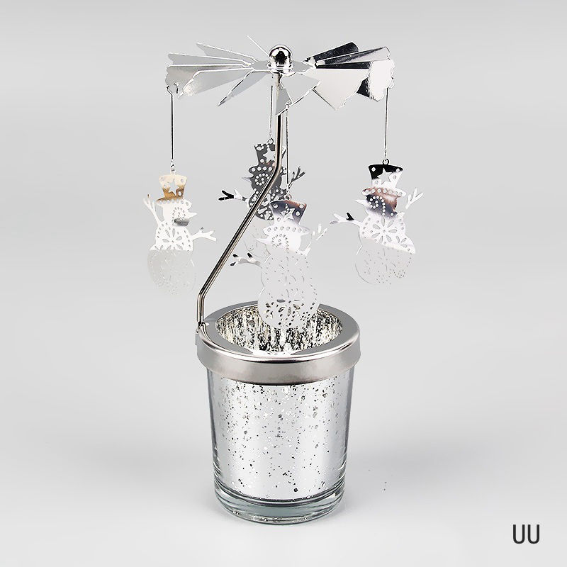 Thumbnail: Silver rotating candlestick with snowman charms