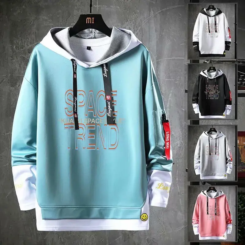 Stylish blue hoodie with visible text and different color options on display