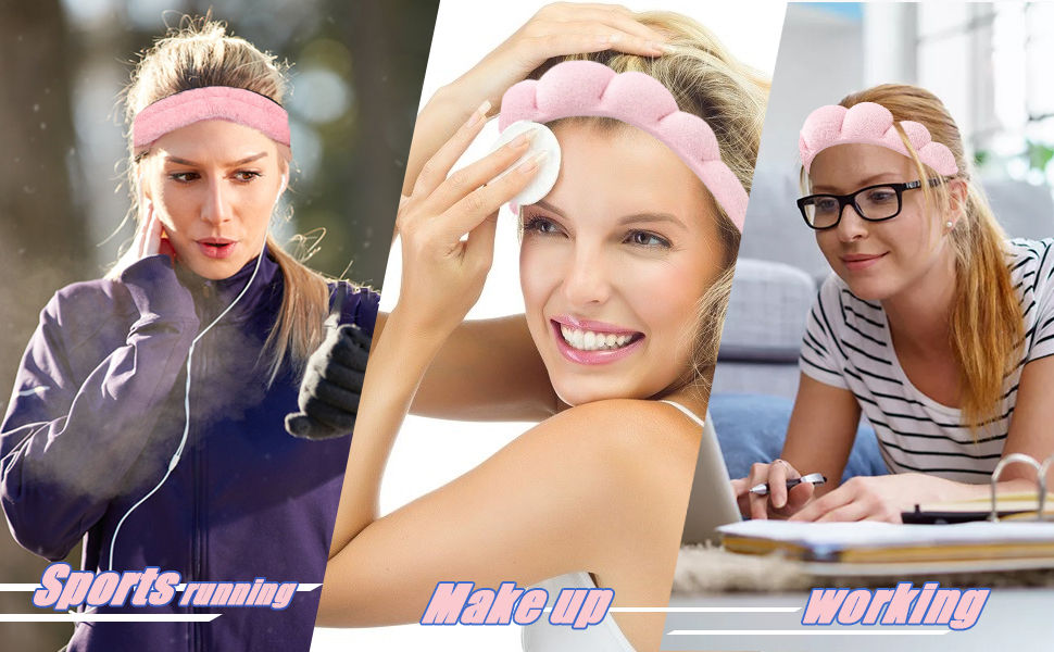 Thumbnail: Woman wearing pink puffy headband for makeup and skincare