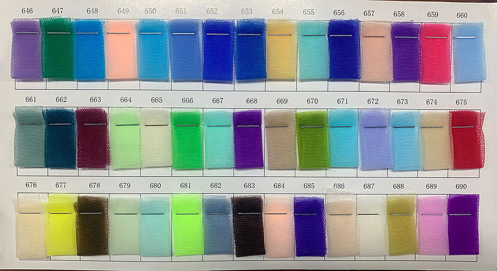 Thumbnail: Wedding dress tulle fabric color chart with swatches