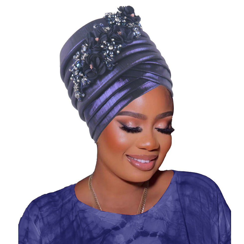 Thumbnail: Purple diamond-embellished Nigeria auto gele headtie