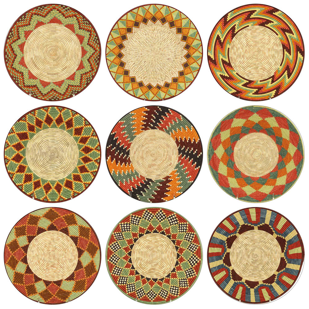 Traditional Ethiopian floral pattern basket circles.