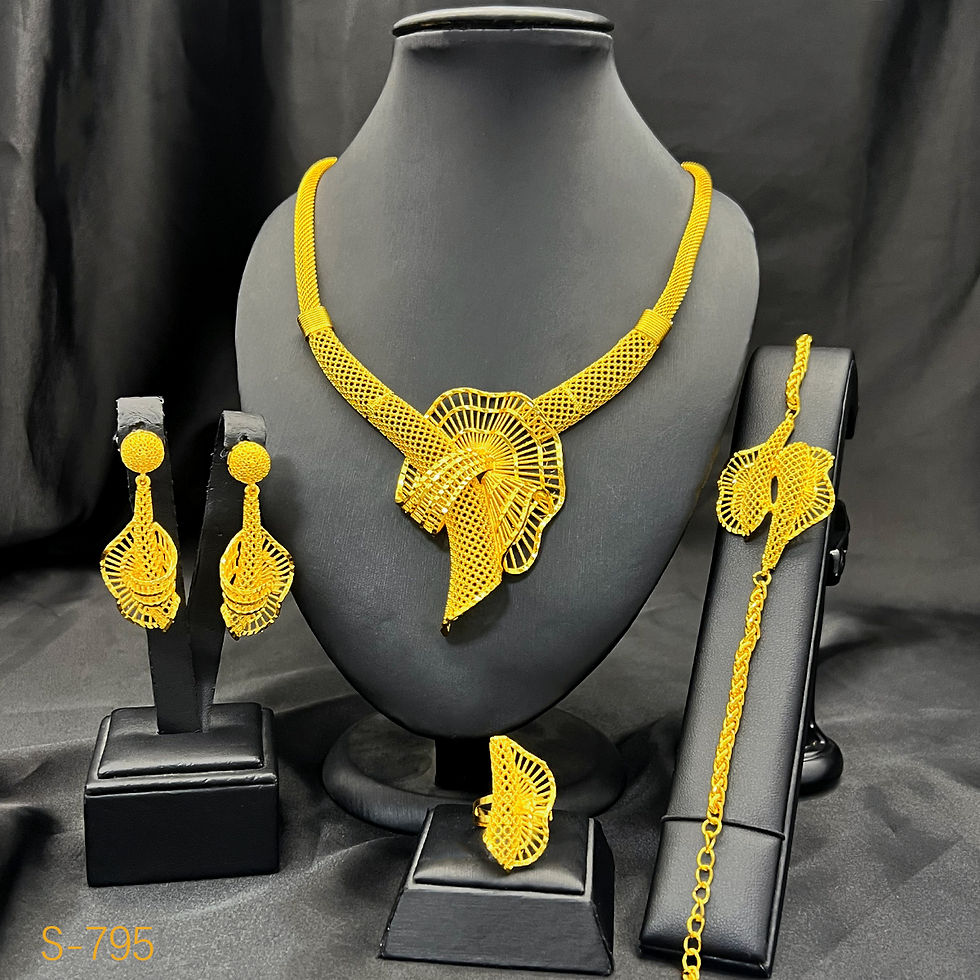 Thumbnail: ANIID Luxury Dubai Gold Necklace and Earrings Set