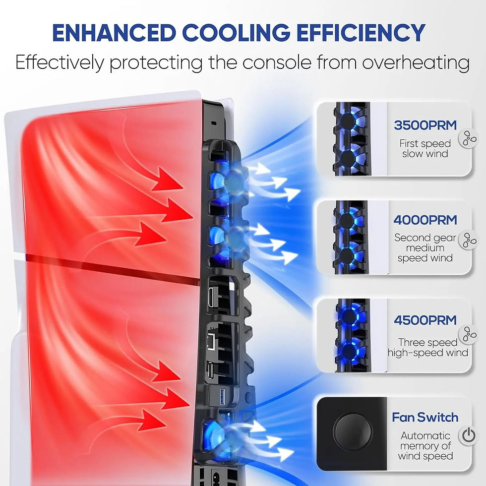 Thumbnail: PS5 Slim cooling fan with three speed modes and USB 3.0