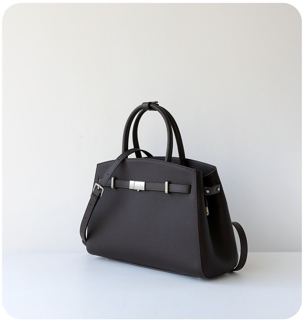 Thumbnail: Black leather tote briefcase with shoulder strap.