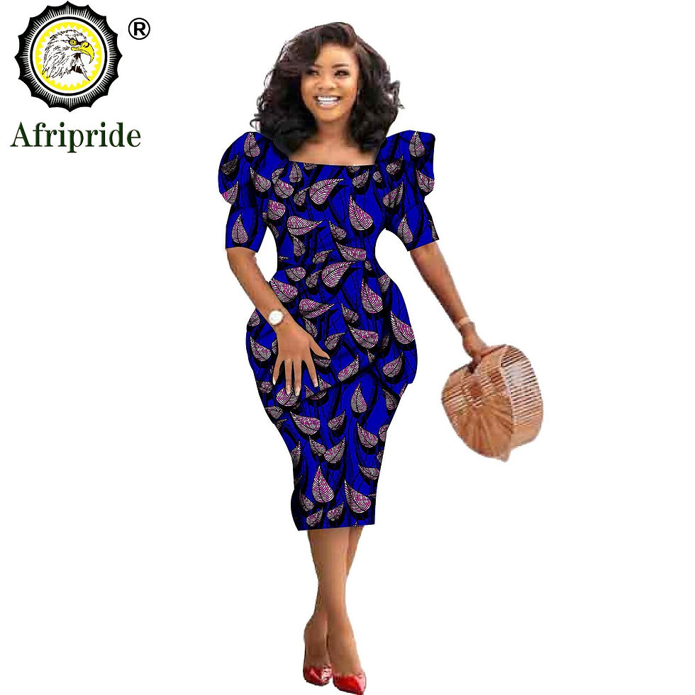 Thumbnail: African Ankara dashiki bodycon print wax batik dress