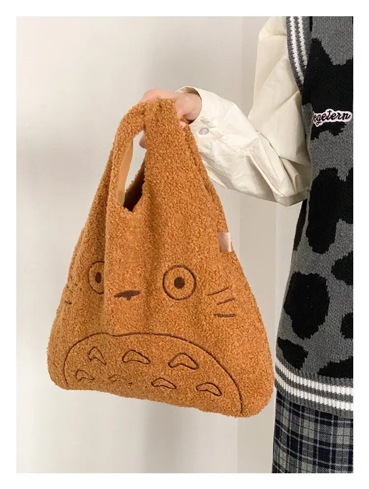 Thumbnail: Brown corduroy Totoro shoulder bag for shopping