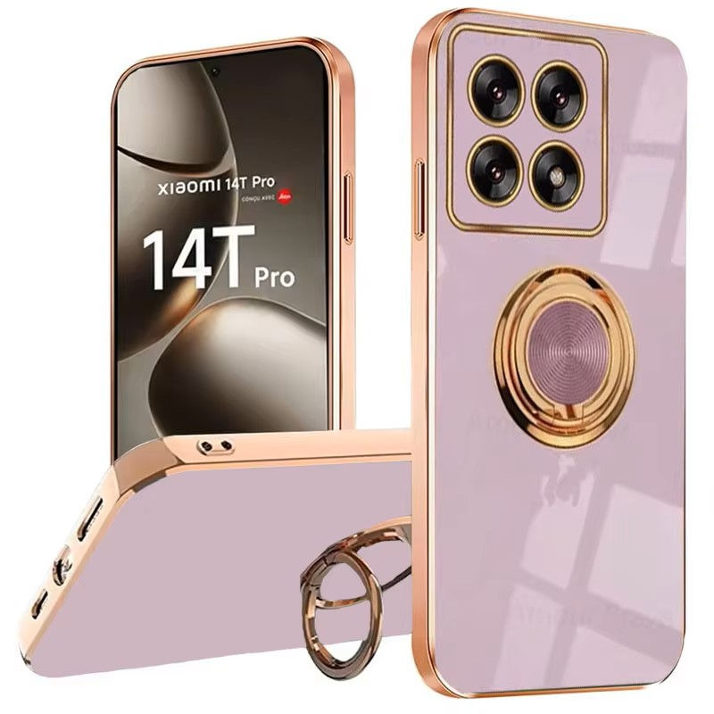 Purple plating magnetic holder stand case for Xiaomi 14T Pro
