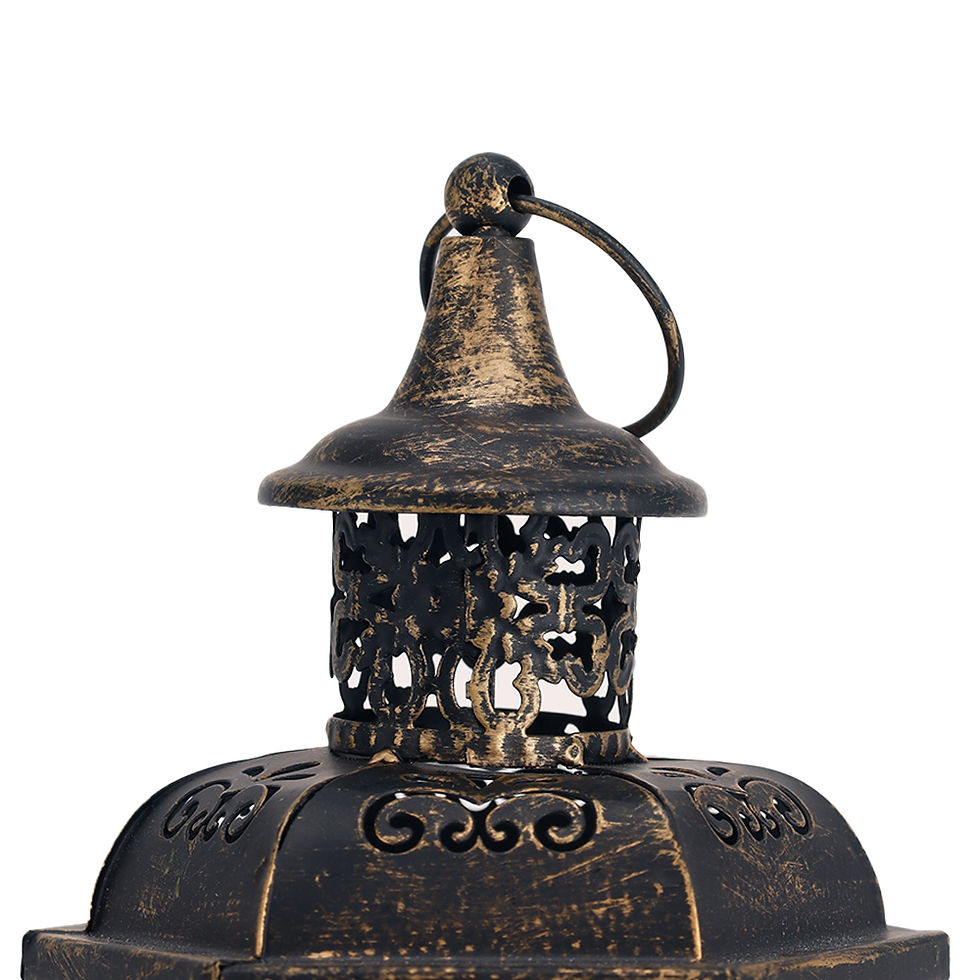 Thumbnail: Vintage Nordic iron hanging lantern with decorative cutouts