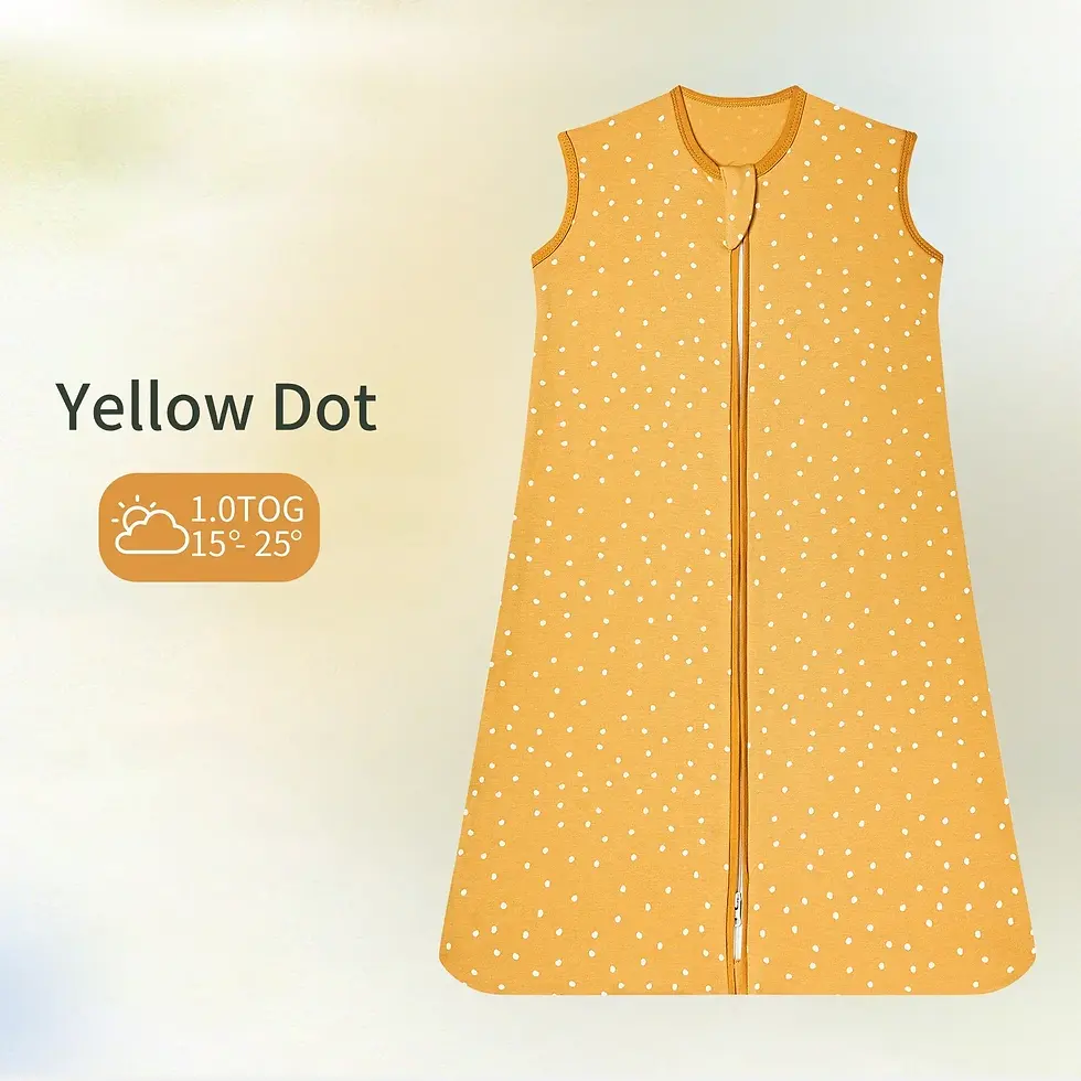 Thumbnail: Yellow dot print baby sleep sack with 1.0 TOG rating