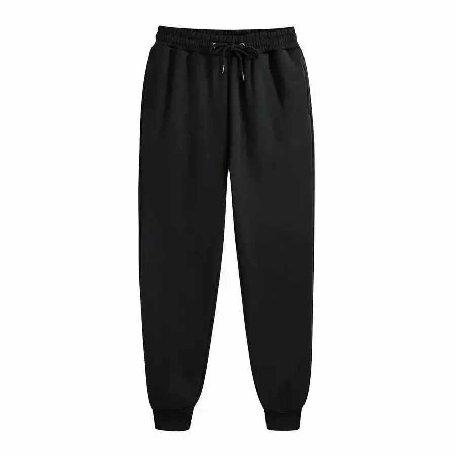 Thumbnail: Black high-waisted drawstring jogger pants.