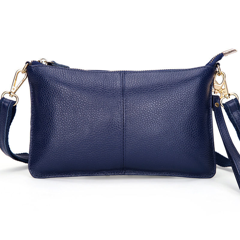 Thumbnail: RanHuang blue leather day clutch shoulder bag
