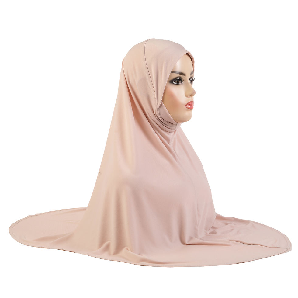 Thumbnail: H305 Plain XL Amira hijab with chin part in peach.