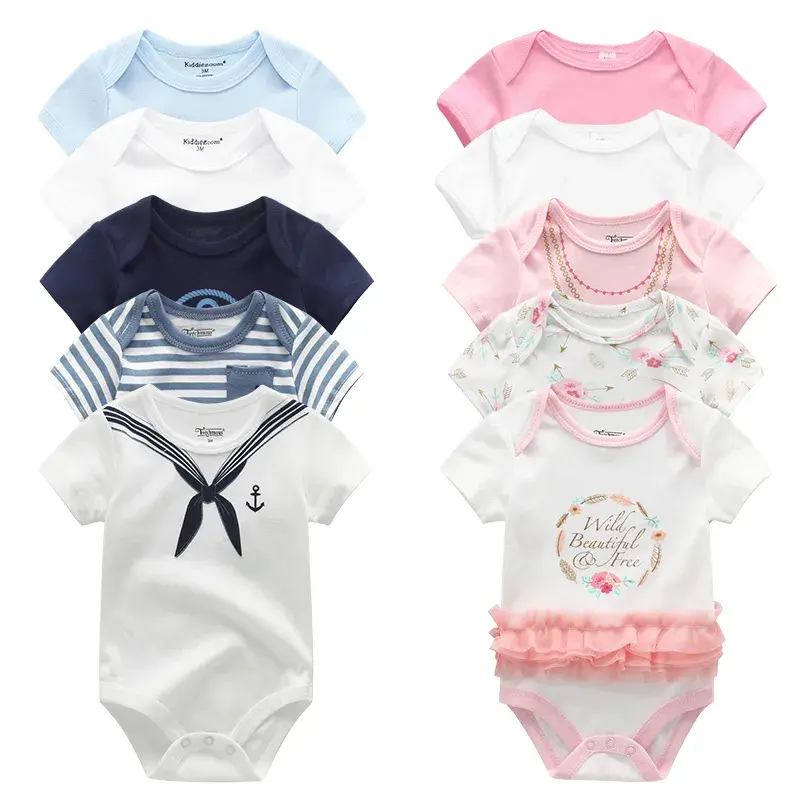 Various baby rompers, Short Sleeve Cotton O-Neck 0-12m, 5pcs/Lot Unisex Top Quality Baby Rompers.