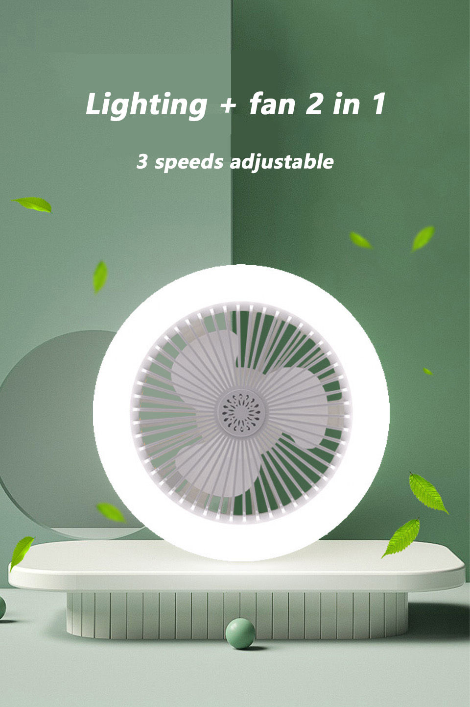 Thumbnail: 3 speeds adjustable 2 in 1 ceiling fan lamp