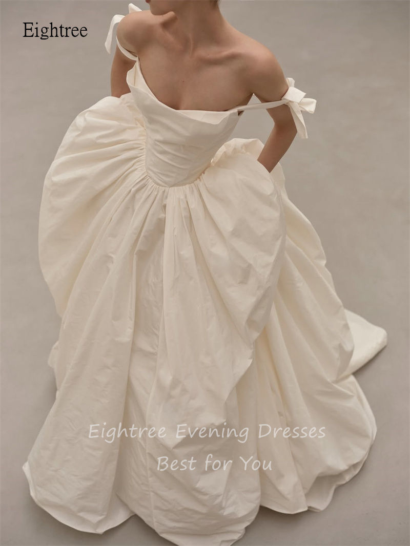 Thumbnail: Eightree off the shoulder A-line wedding dress with bows