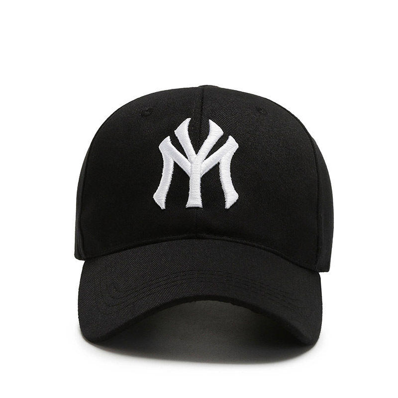 Black baseball cap with white embroidered NY logo