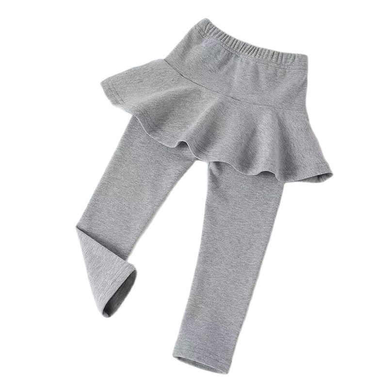 Thumbnail: Grey cotton skirt leggings for girls