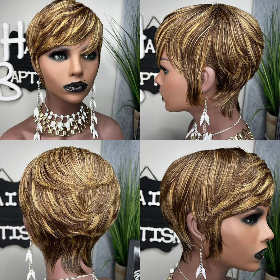 Thumbnail: WIGERA honey blonde highlight pixie cut synthetic wig