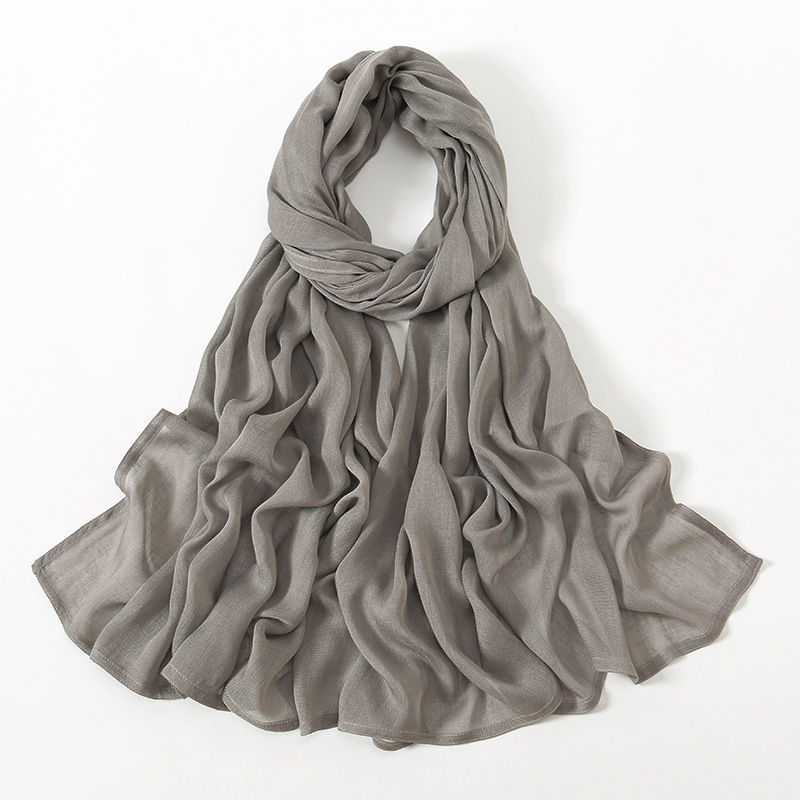 Thumbnail: Soft viscose plain gray hijab scarf for women