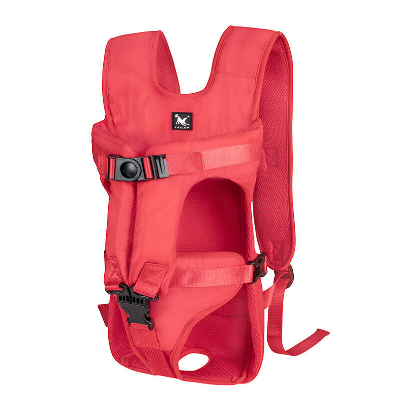 Thumbnail: Red adjustable hands-free dog carrier backpack for small pets