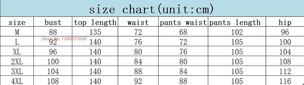 Thumbnail: Size chart for traditional ao dai and cheongsam dress pants