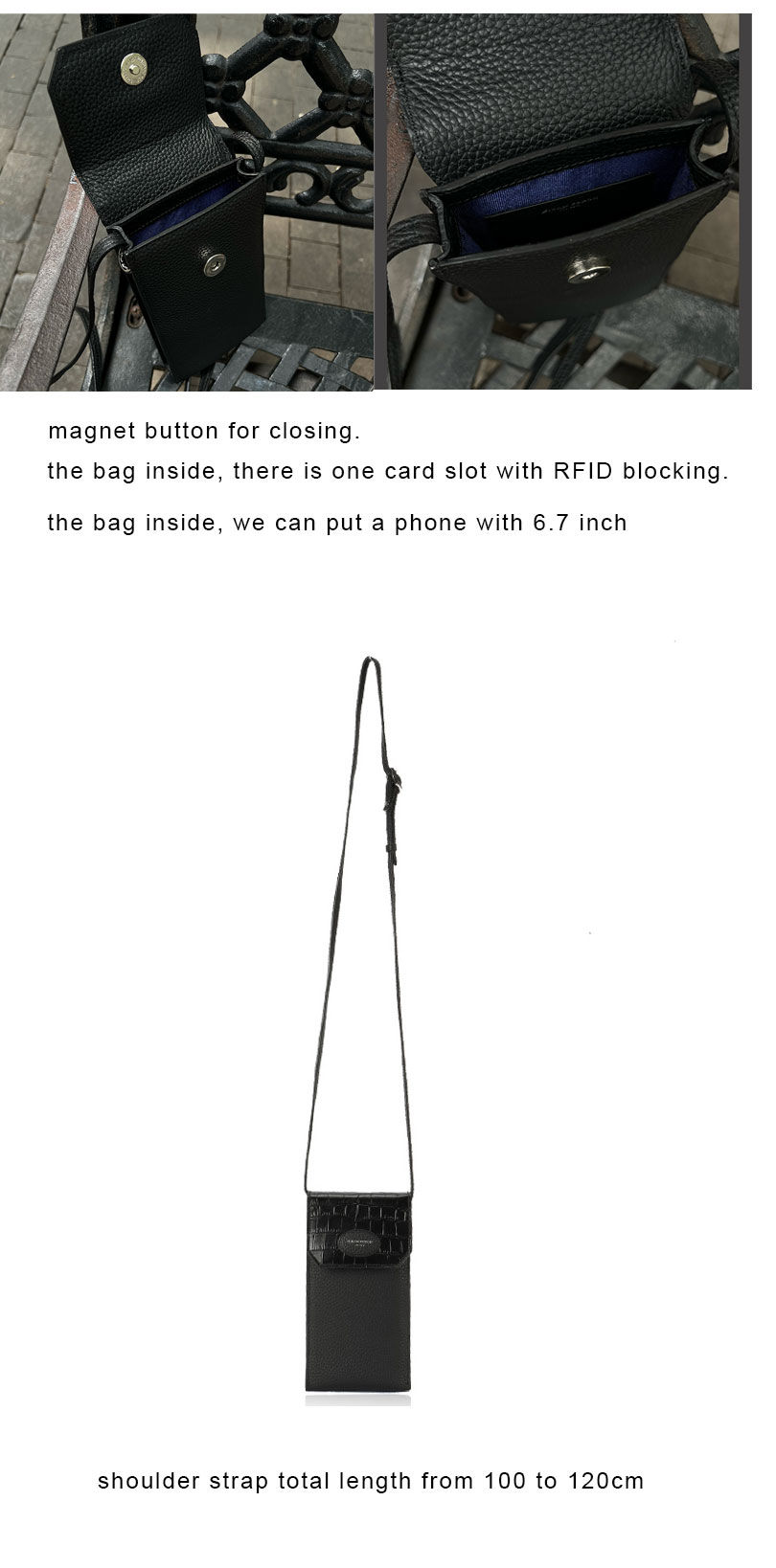 Thumbnail: Men's leather crossbody pouch with RFID card slot