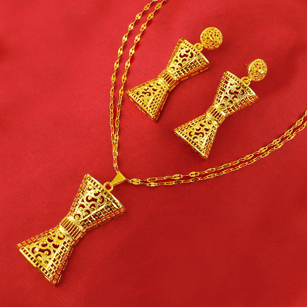 Thumbnail: Ethiopian Dubai gold color necklace and earrings set