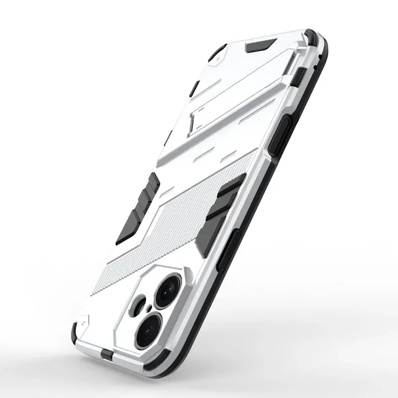 Thumbnail: White armor shockproof magnetic holder case for iPhone.