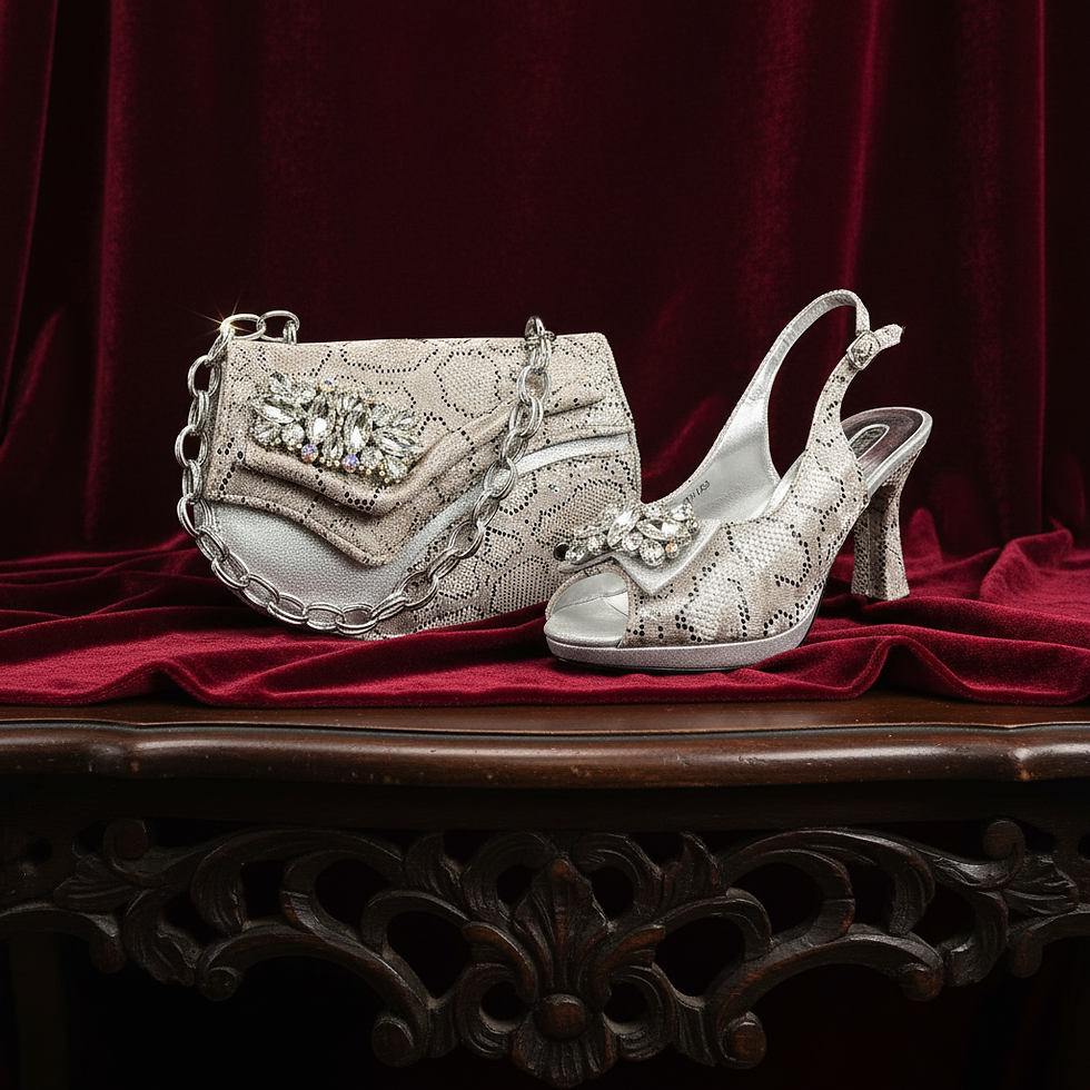 Thumbnail: Silver Italian wedding shoe and matching bag set