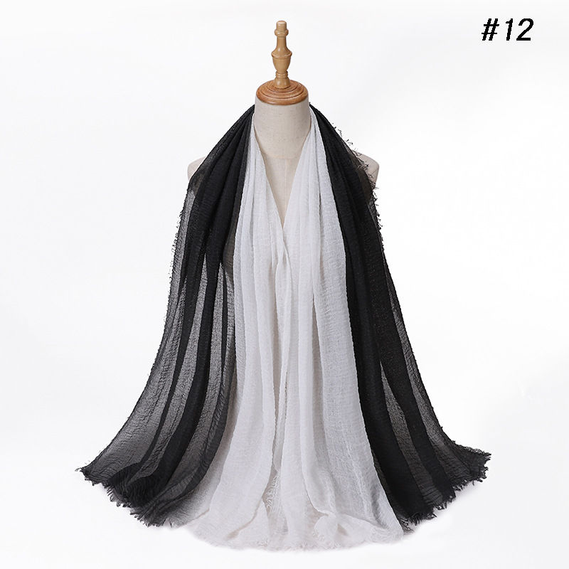 Thumbnail: Black and white gradient cotton linen hijab scarf