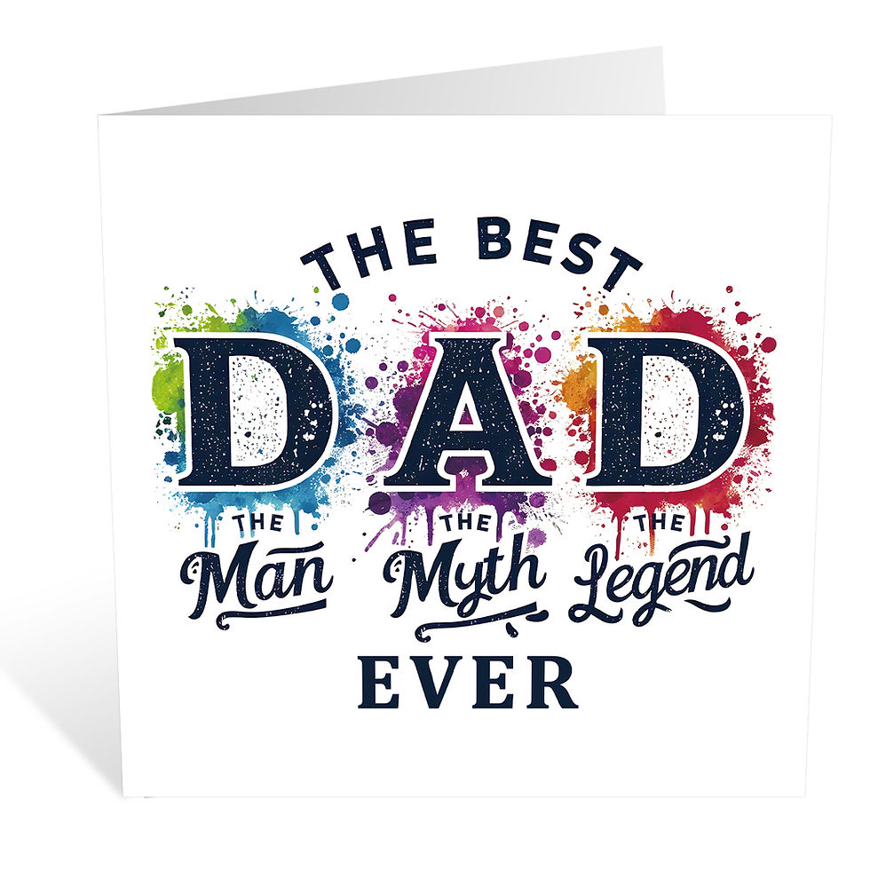 Thumbnail: The Best Dad Ever Father's Day card with colorful text.
