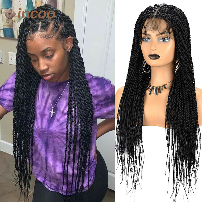 Long black braided lace front wig comparison