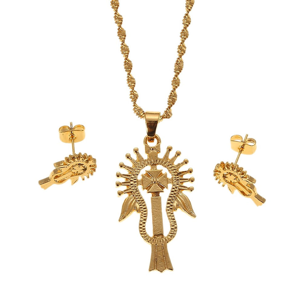 Thumbnail: Ethiopian and Eritrean Habesha gold jewelry set