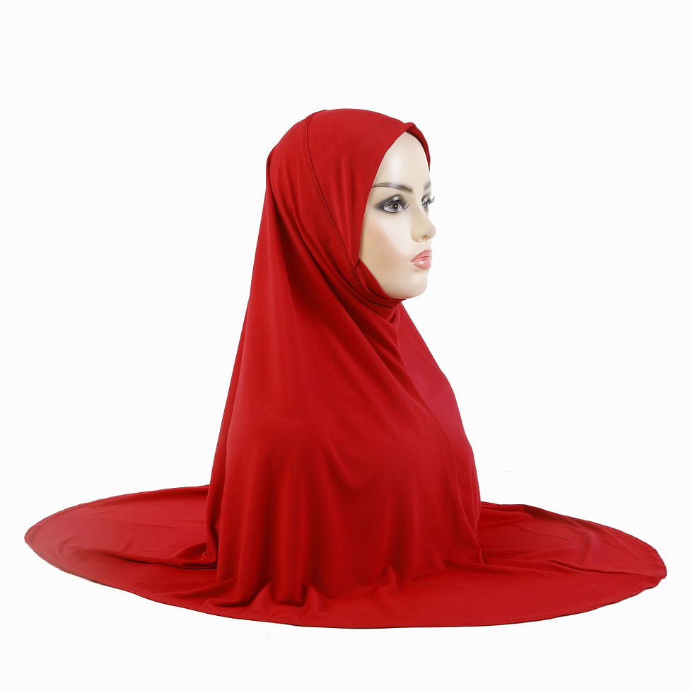Thumbnail: Red XL Amira hijab with chin part on mannequin