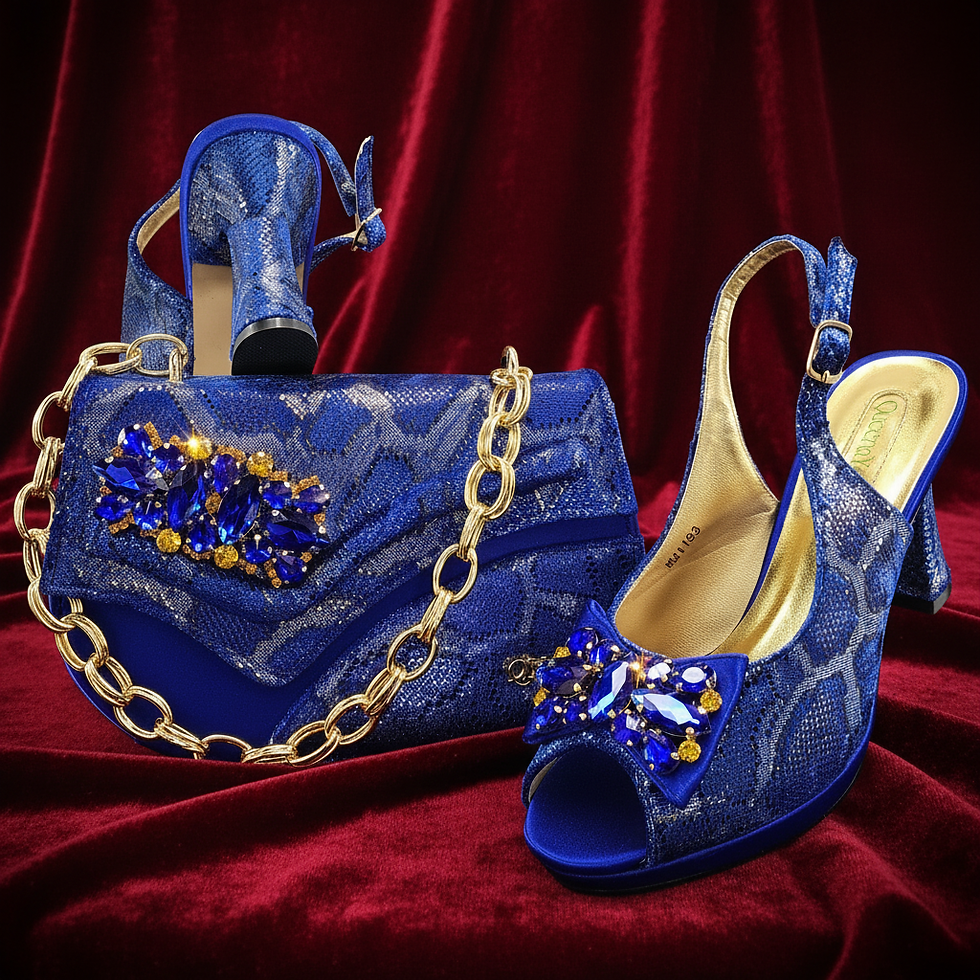 Thumbnail: Blue Italian wedding shoe and matching bag set
