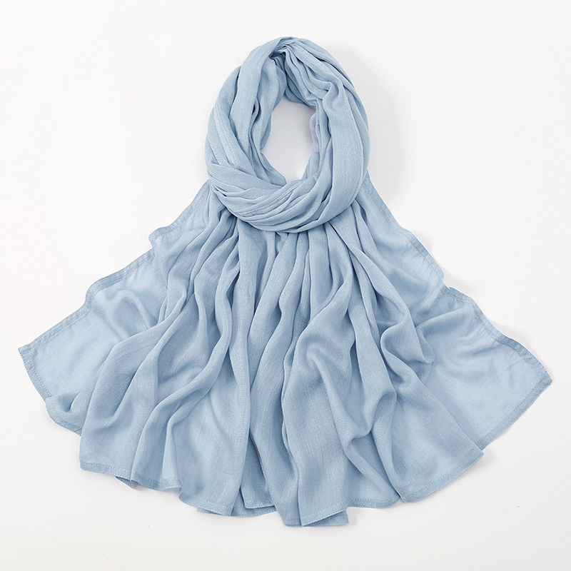 Thumbnail: Light blue soft viscose hijab scarf draped on white background