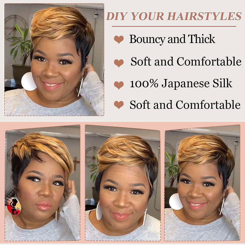 WIGERA honey blonde pixie cut highlight synthetic wig.