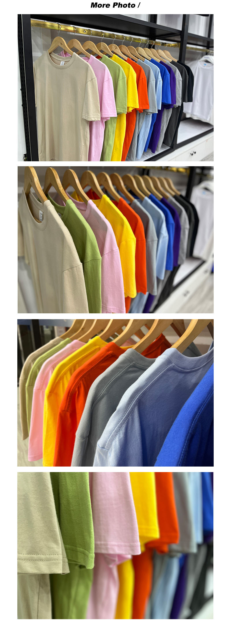 Thumbnail: Colorful oversized t-shirts hanging on a clothing rack.