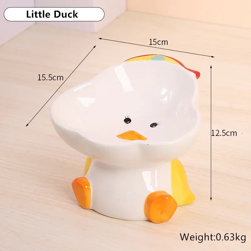Thumbnail: Little Duck raised pet bowl with dimensions and weight