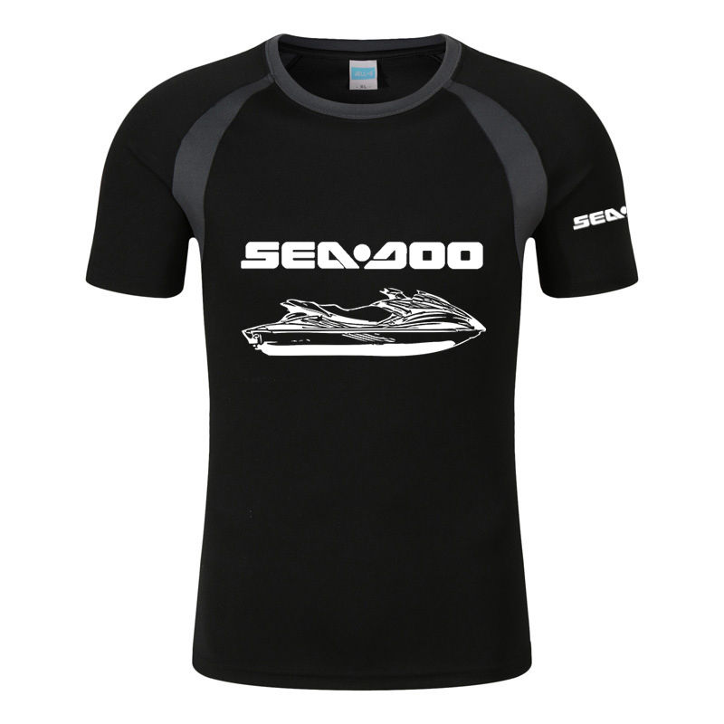 Thumbnail: Sea Doo Men's Printed Cotton Raglan T-shirt in black